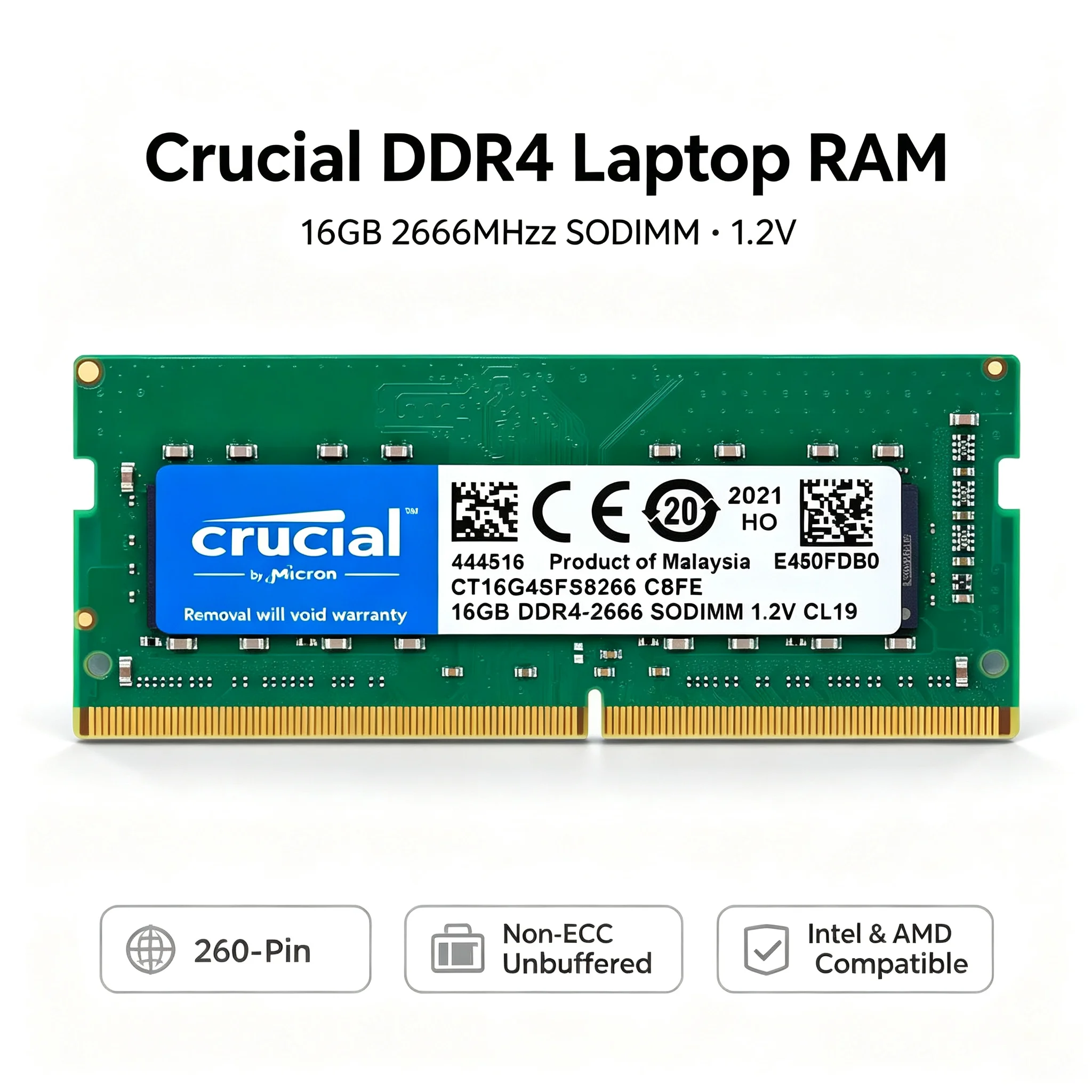 Crucial 1PCS/2PCS DDR4 Laptop  – Ddr4 2400Mhz Bewertung und Preis